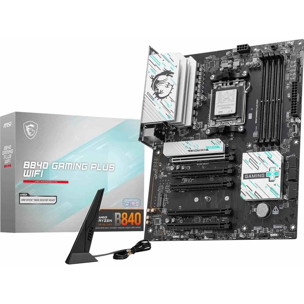 MSI B840 GAMING PLUS WIFI DDR5 8000MT/S 1XHDMI 2XM.2 ATX AM5 (AMD AM5 9000/8000/7000 Uyumlu)