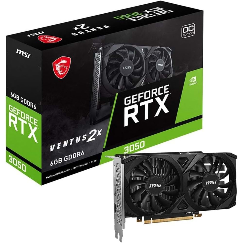 MSI GEFORCE RTX3050 VENTUS 2X E 6G OC 6GB GDDR6 96BIT 2XHDMI 1XDP Ekran Kartı