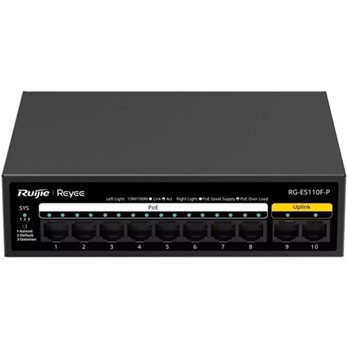 Ruijie Reyee RG-ES110F-P 8 -Port 10/100 +2X 10/100 RJ45 Uplink 110W Poe Switch