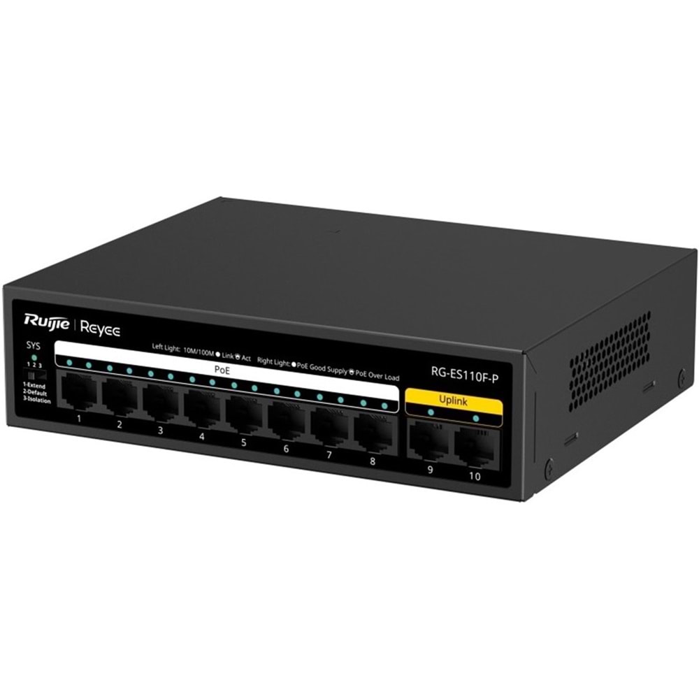 Ruijie Reyee RG-ES110F-P 8 -Port 10/100 +2X 10/100 RJ45 Uplink 110W Poe Switch