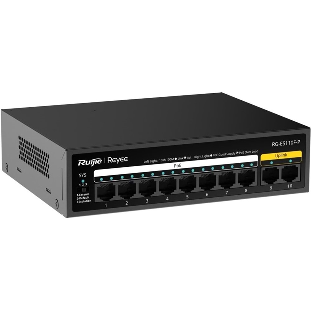 Ruijie Reyee RG-ES110F-P 8 -Port 10/100 +2X 10/100 RJ45 Uplink 110W Poe Switch