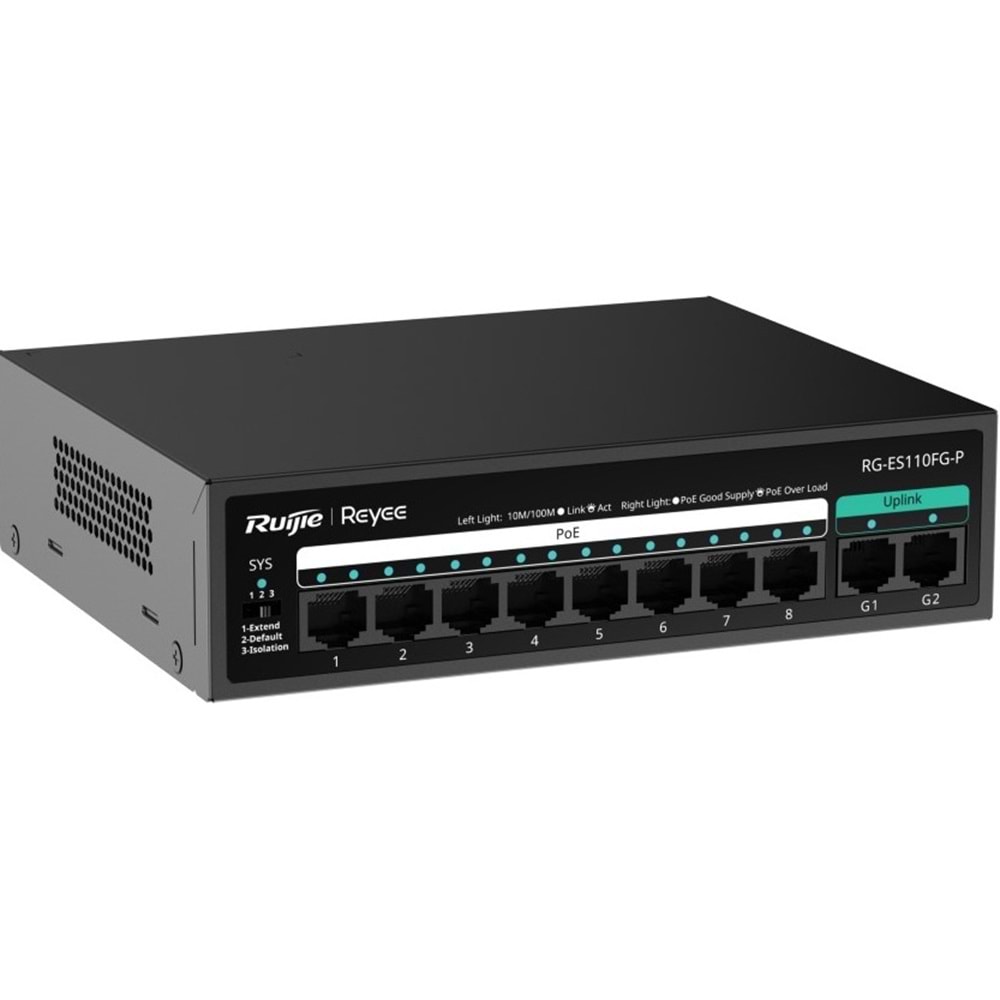 Ruijie Reyee RG-ES110FG-P 8x10/100BASE-T PoE+port 2x10/100/1000BASE-T 120W PoE