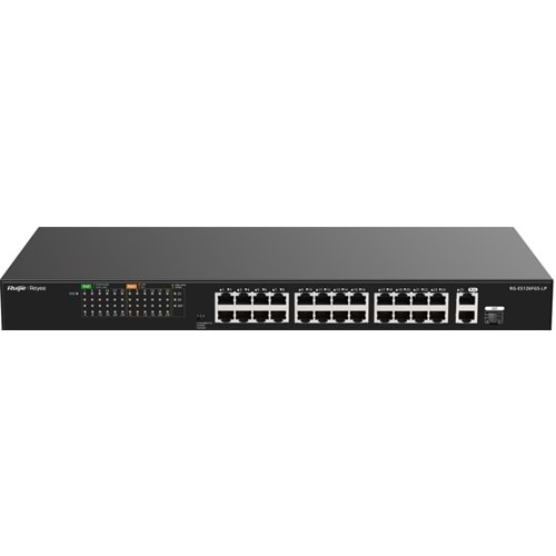 Ruijie Reyee RG-ES126FGS-LP 24-Port 10/100+2X RJ45 /1X1GBSFP (180W) Poe Rackmoun