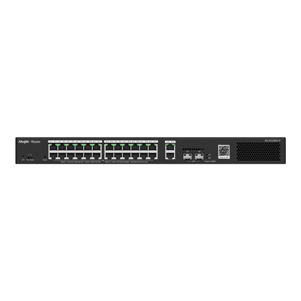 Ruijie Reyee RG-ES228GS-P 24-Port +2XGB RJ45/SFP(370W) Yön. Uplink Cloud Switch