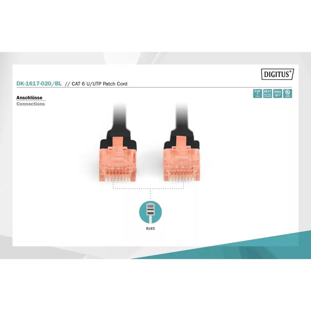 Digitus Zırhlı Patch Kablo Cat6 Siyah (2m)