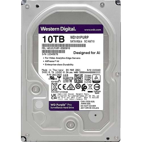 WD Purple Pro 10TB 7200Rpm 512MB -WD102PURP