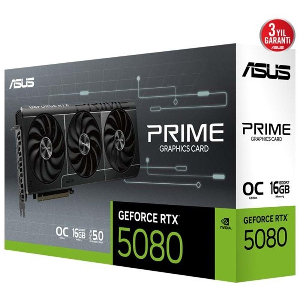 Asus PRIME-RTX5080-O16G 16GB 256Bit GDDR7 DP/HDMI PCI 5.0 Ekran Kartı
