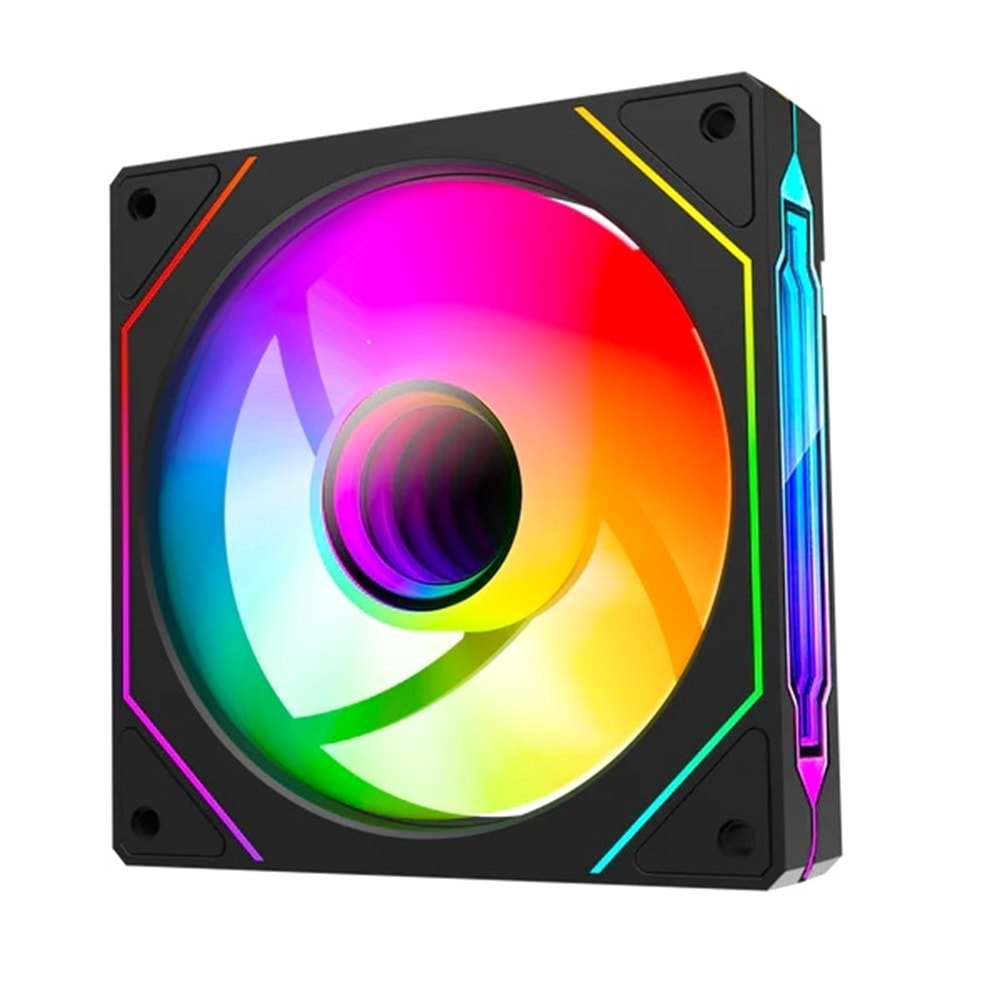Rampage 7C-120S 120*120*25mm Double Ring Aynalı ARGB Kasa Fanı (Siyah)