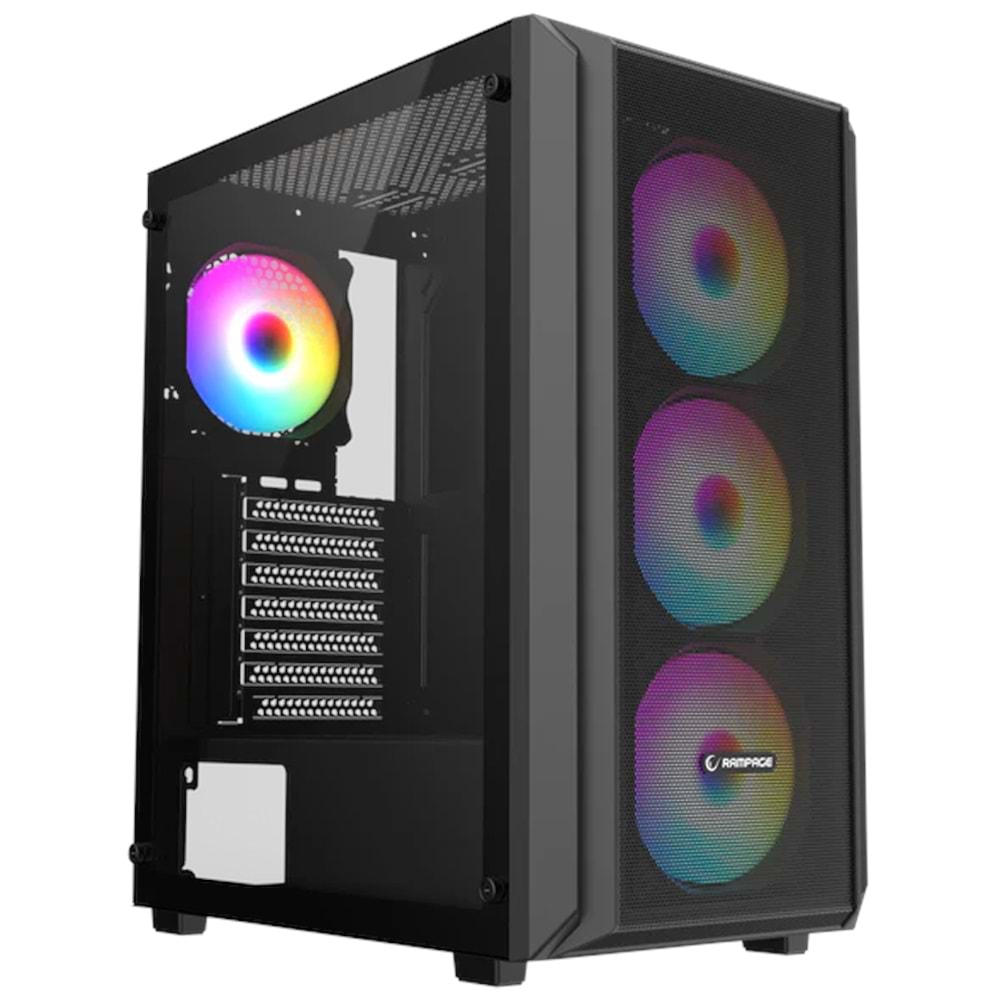 Rampage BETA MESH 650W 80 Plus ARGB Fan Temperli Camlı Mid-T Oyuncu Kasası(Siyah