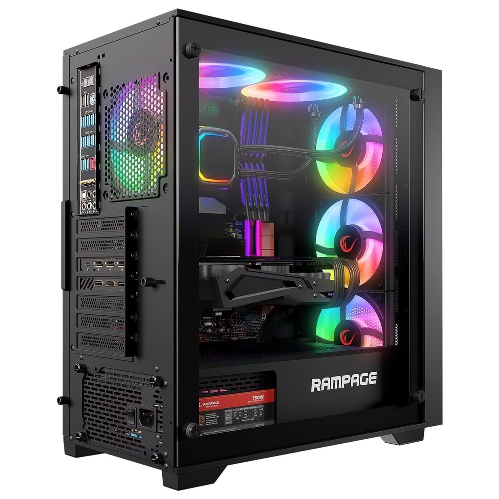 Rampage VOYAGER 750W 80+ BRONZE RGB ATX Mid-T Gaming Oyuncu Kasası (Siyah)