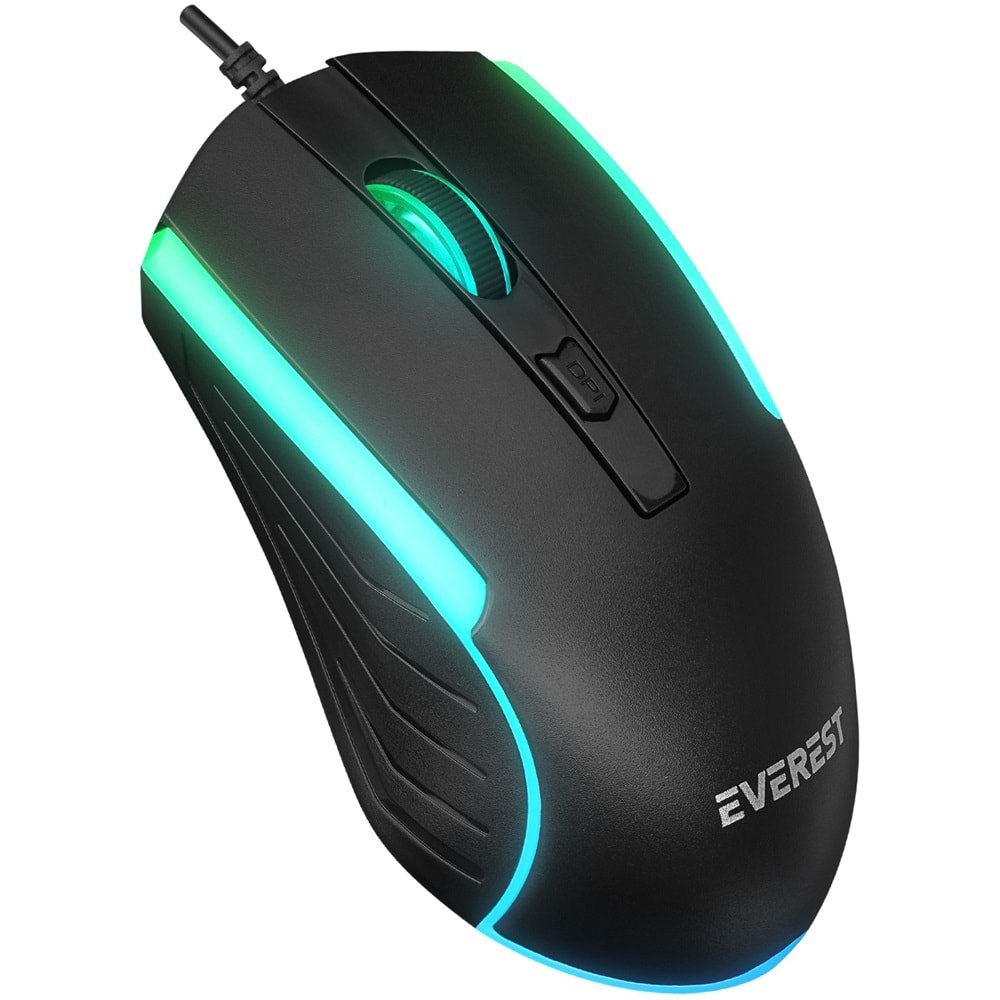 Everest KM-198 Luminax Q Gökkuşağı Aydınlatmalı Gaming Klavye + Mouse Set Siyah