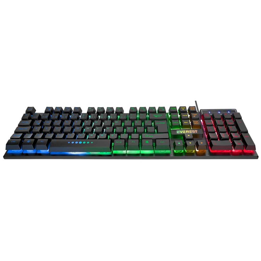 Everest KM-198 Luminax Q Gökkuşağı Aydınlatmalı Gaming Klavye + Mouse Set Siyah