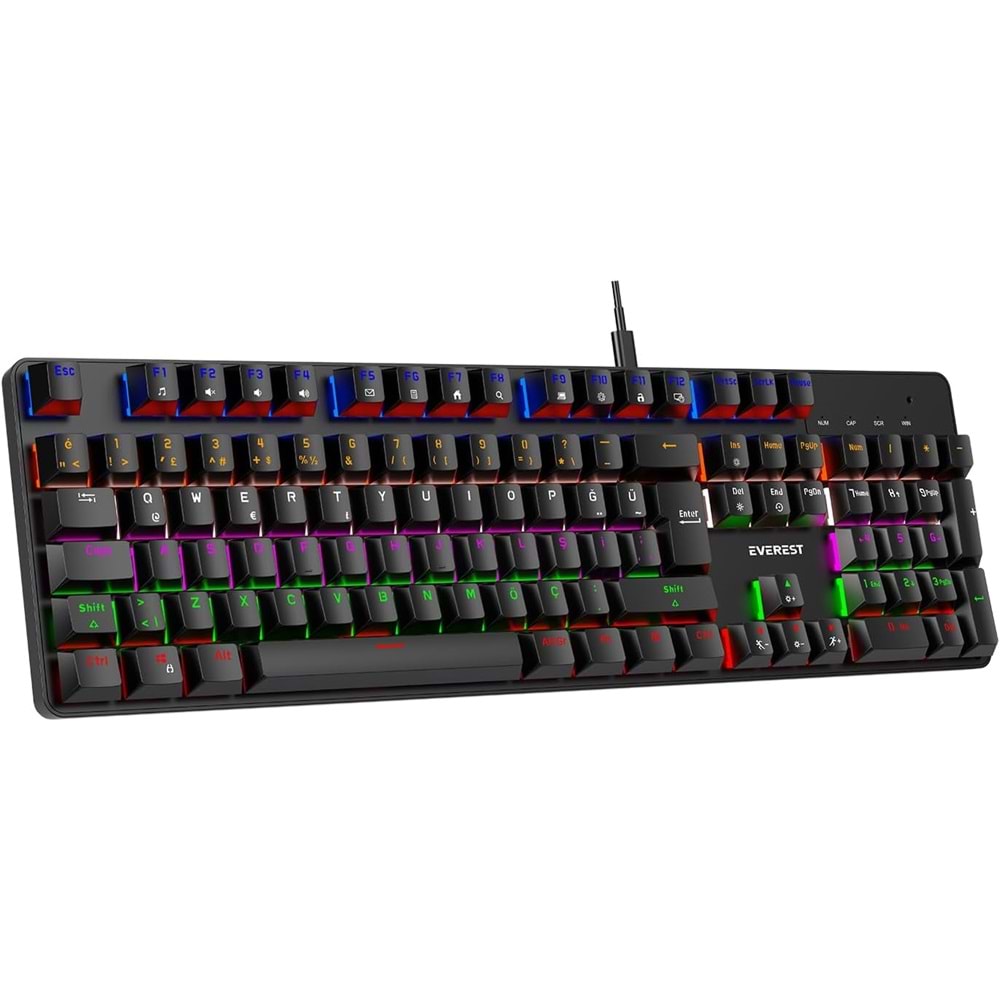 Everest KB-MK1 Lumos Rainbow Red Switch Mekanik Gaming Klavye USB Siyah