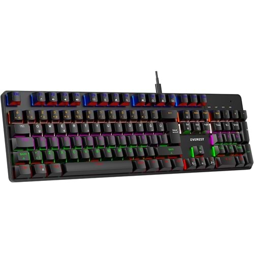 Everest KB-MK1 Lumos Rainbow Red Switch Mekanik Gaming Klavye USB Siyah