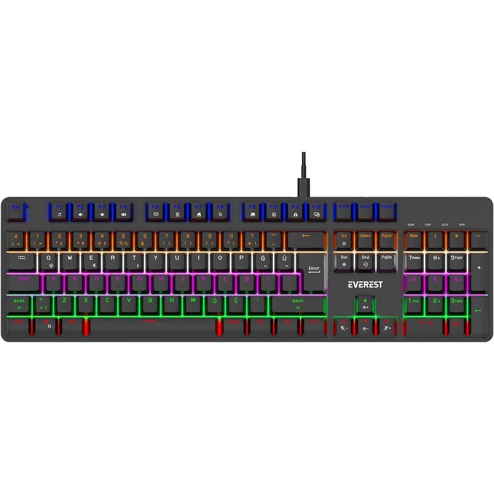 Everest KB-MK1 Lumos Rainbow Red Switch Mekanik Gaming Klavye USB Siyah