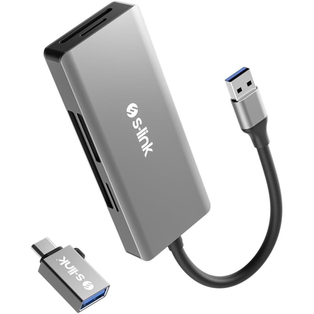 S-link SL-CR51 TypeC ve USB3.0 CF, SD, M2, Micro SD, MS 5 in 1 Metal Kart Okuyuc