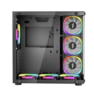 1st Player SP8 Siyah 750W 80+ Silver ATX 3.1 ARGB 7X12CM FAN TEMPERLİ CAM USB 3.0 ATX Kasa