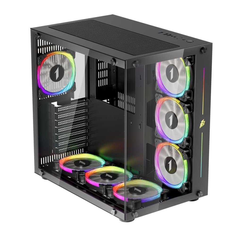 1st Player SP8 Siyah 750W 80+ Silver ATX 3.1 ARGB 7X12CM FAN TEMPERLİ CAM USB 3.0 ATX Kasa