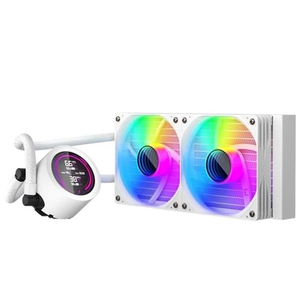 1st Player Thunderstorm TS4 240MM Beyaz ARGB Dijital Sıcaklık Göstergeli AM5, AM4 / LGA 1851, 1700 İşlemci Sıvı Soğutucu