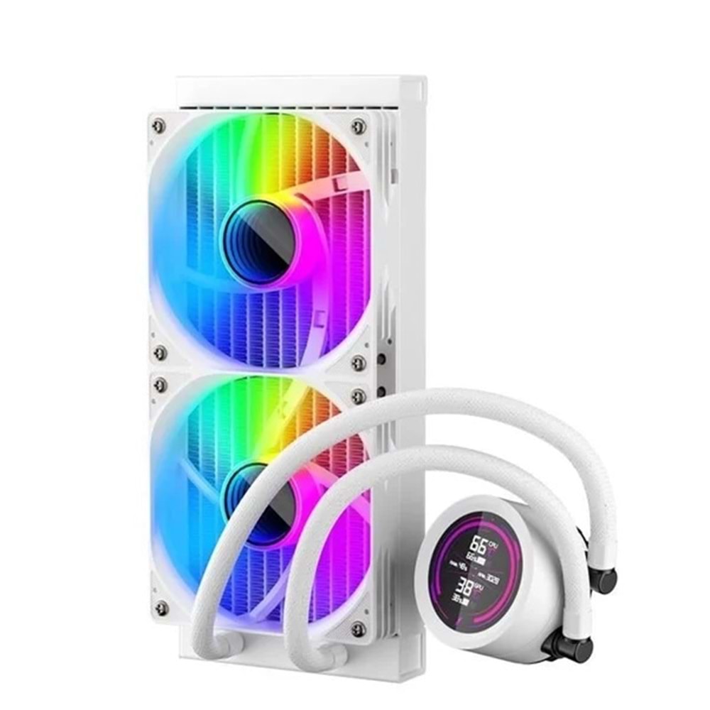 1st Player Thunderstorm TS4 240MM Beyaz ARGB Dijital Sıcaklık Göstergeli AM5, AM4 / LGA 1851, 1700 İşlemci Sıvı Soğutucu