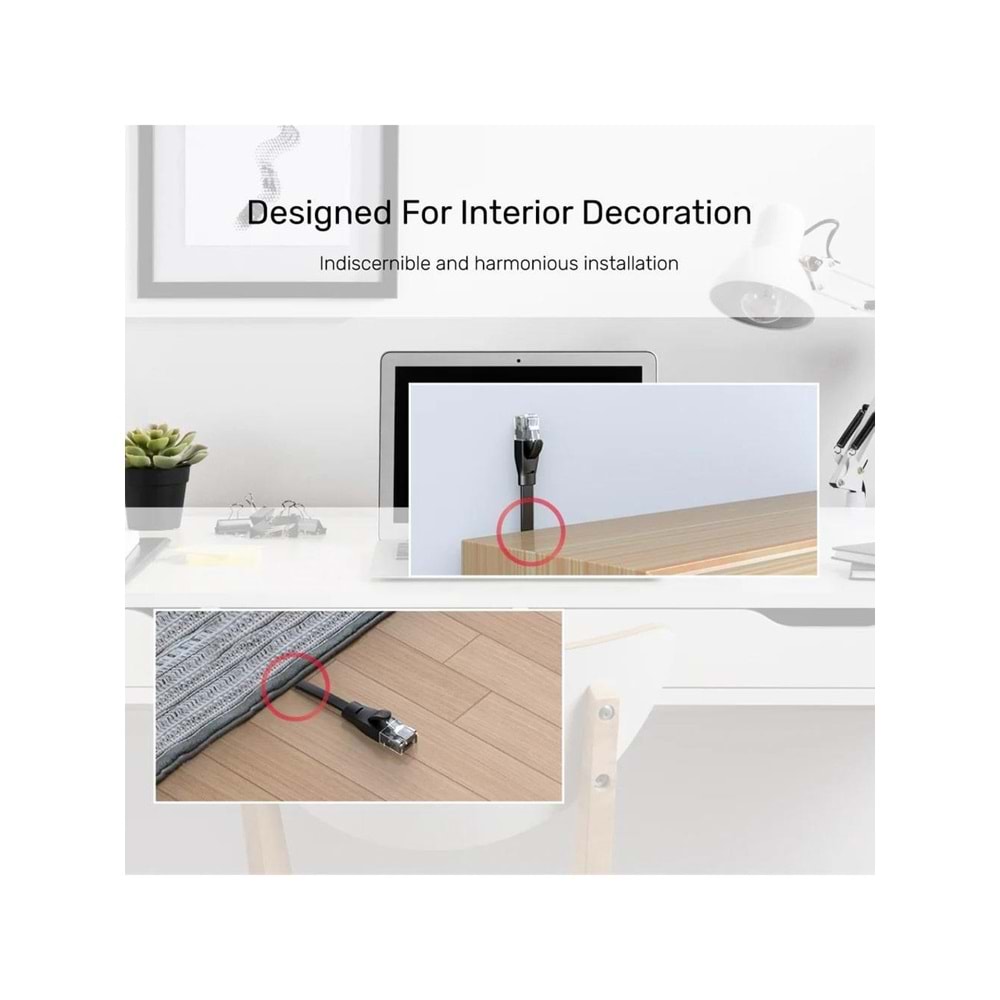 UNITEK CAT6 Patch Kablo 10 Metre Flat 1Gbps – Siyah – C1813GBK