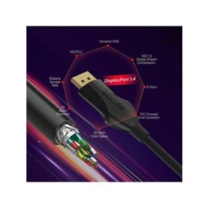 UNITEK DisplayPort 1.4 Kablosu 1 Metre – 8K@60Hz – C1624BK-1M