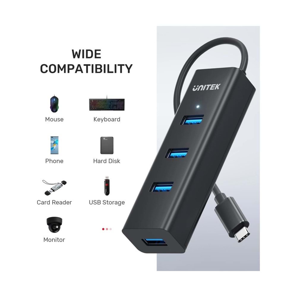 UNITEK Type-C to 4 Port USB 3.0 + Type-C Hub – Y-3089Z01