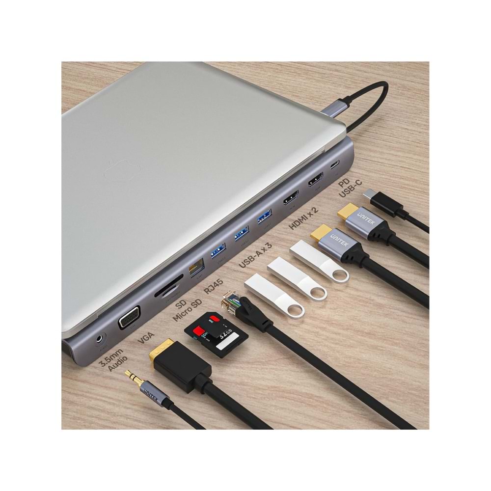 UNITEK USB-C 11in1 Universal Dock – MST Destekli – D1022B