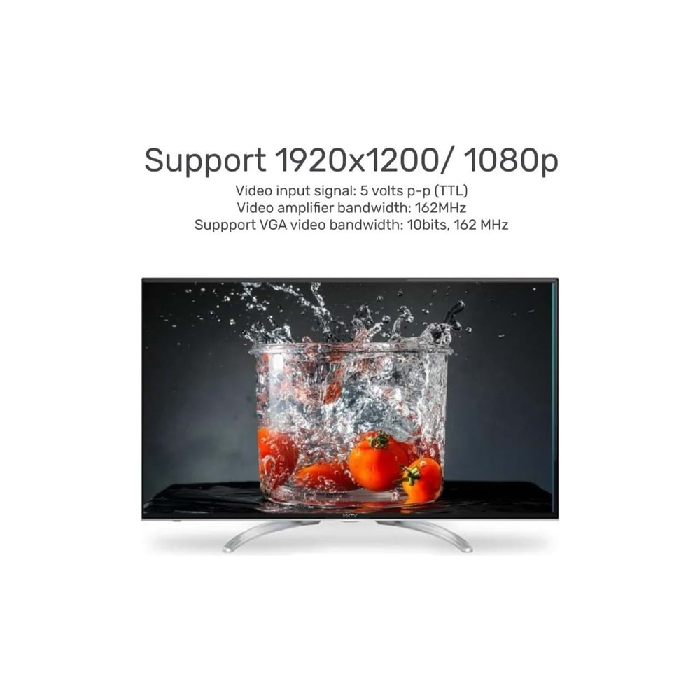 UNITEK HDMI to VGA Dönüştürücü – Ses Destekli – 1080P@60Hz – Y-6333