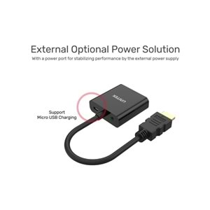 UNITEK HDMI to VGA Dönüştürücü – Ses Destekli – 1080P@60Hz – Y-6333