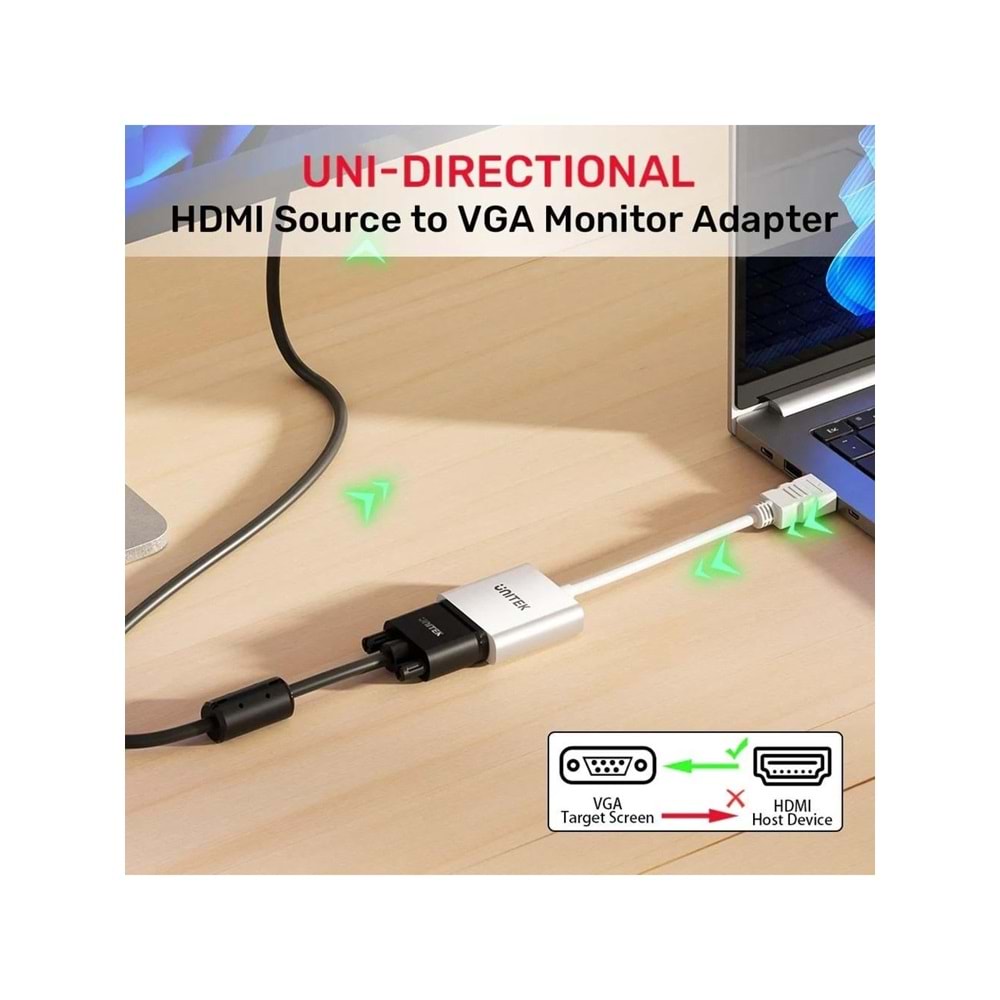 UNITEK HDMI to VGA Dönüştürücü – 1080P@60Hz – Y-6333C01