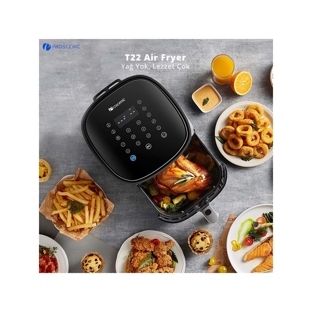 Proscenic T22 Air Fryer 5L Yağsız Fritöz – Geniş Kapasiteli Sessiz ve Dokunmatik Ekranlı Airfryer