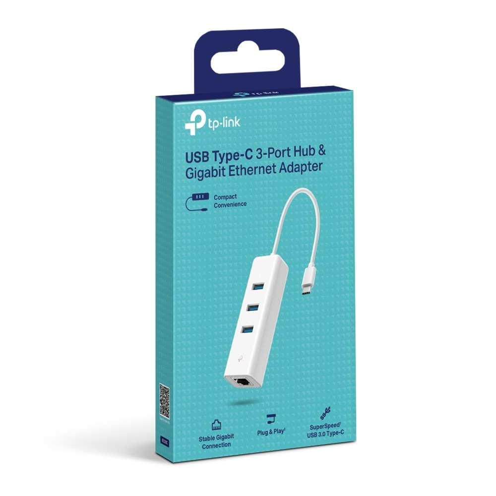 Tp-Link UE330C 3-Port USB 3.0 Type-C to Gigabit Ethernet Adaptör