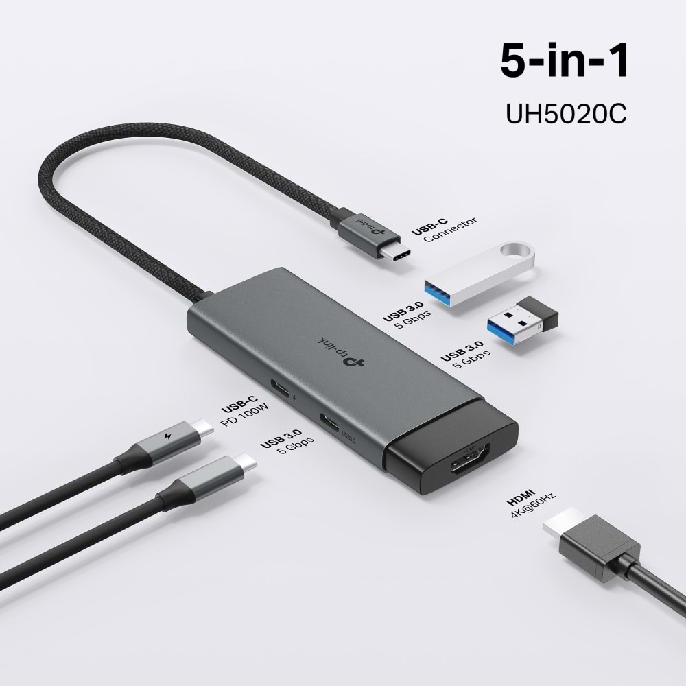 Tp-Link UH5020C USB Type-C 5 i 1 Arada Adaptör