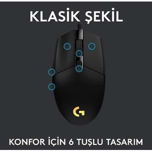 Logitech G G203 Lightsync Lightsync Kablolu Oyuncu Mouse Black
