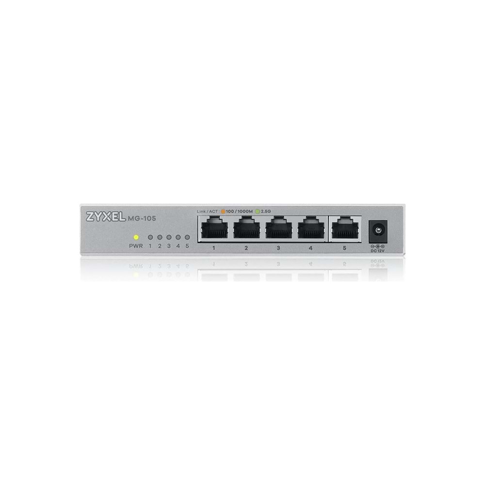 ZyXEL MG-105 5 Port Multi-GigaBit 2.5Gbps Metal Kasa Yönetilemez Masaüstü Switch
