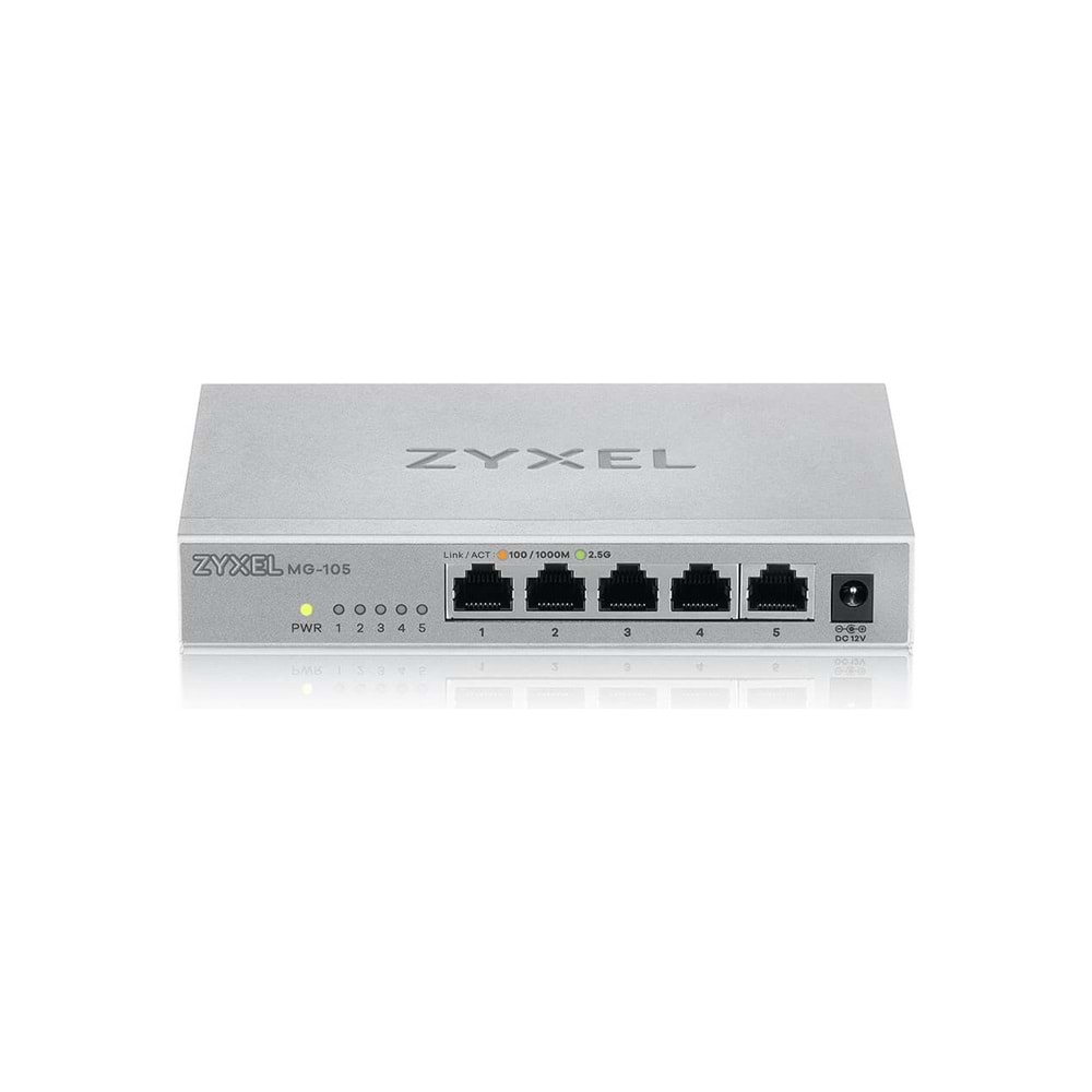 ZyXEL MG-105 5 Port Multi-GigaBit 2.5Gbps Metal Kasa Yönetilemez Masaüstü Switch