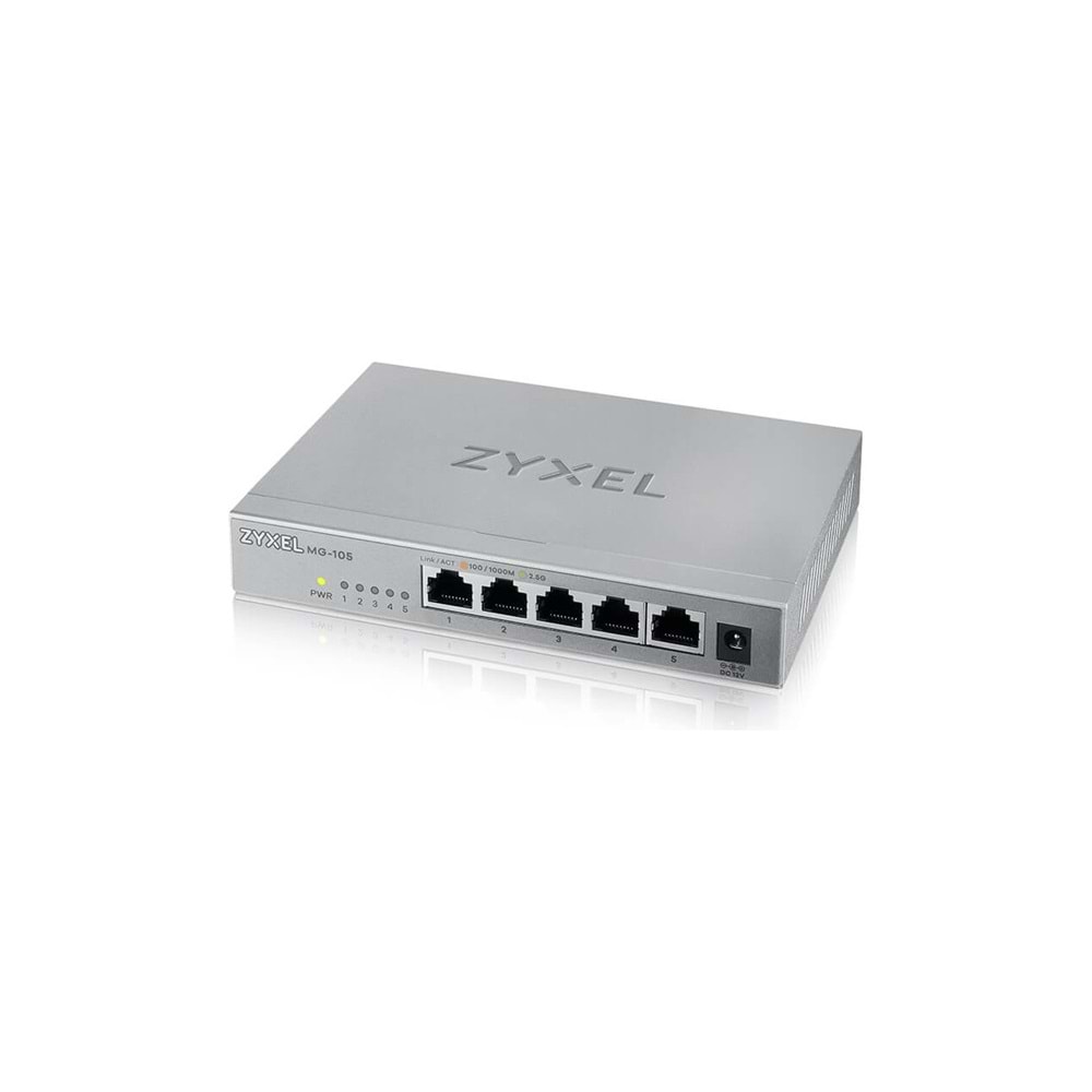 ZyXEL MG-105 5 Port Multi-GigaBit 2.5Gbps Metal Kasa Yönetilemez Masaüstü Switch