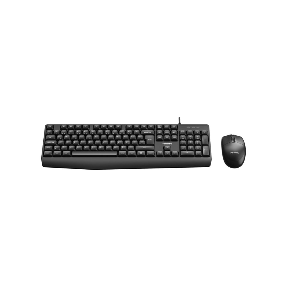 Philips SPT6237B Siyah Türkçe Q USB Kablolu Klavye Mouse Set