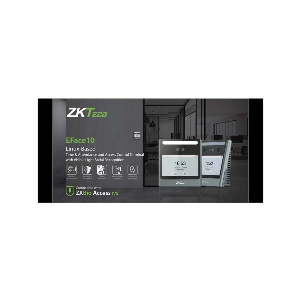 ZKTeco EFace10-ID Yüz Tanıma Kart Okuyucu PDKS Cihazı (ZKBioAccess IVS Yazılımlı)