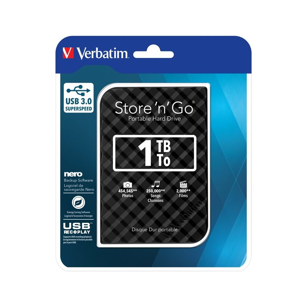 VERBATIM 53194 1TB USB 3.0 Siyah TAŞINABİLİR HARDDİSK