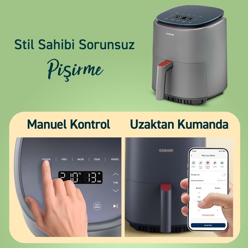 COSORI Gri Air Fryer 3.8 Litre CAF-LI401S
