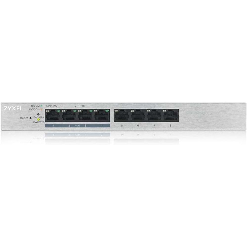 Zyxel GS1200-8HPV2 8 Port 4xGigabit+4xGigabit Poe Web Yön. Switch