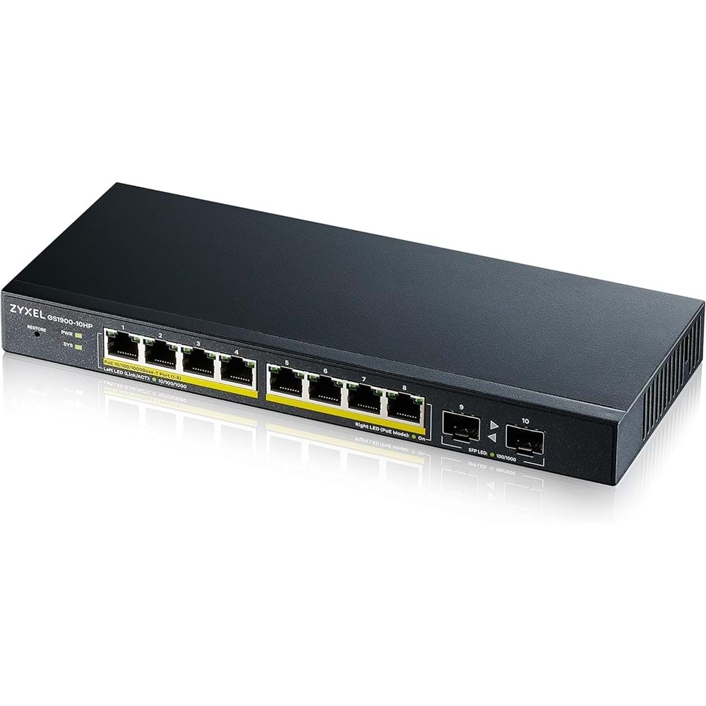 Zyxel GS1900-10HP 8xGigabit Port 2xSFP Web Poe Switch 77 Watt