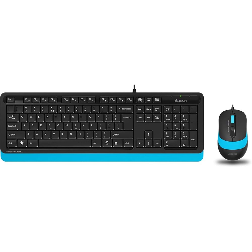 A4 Tech F1010 FN-Multimedya Q Klavye + Optik Mouse 1600D Mavi USB