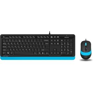 A4 Tech F1010 FN-Multimedya Q Klavye + Optik Mouse 1600D Mavi USB