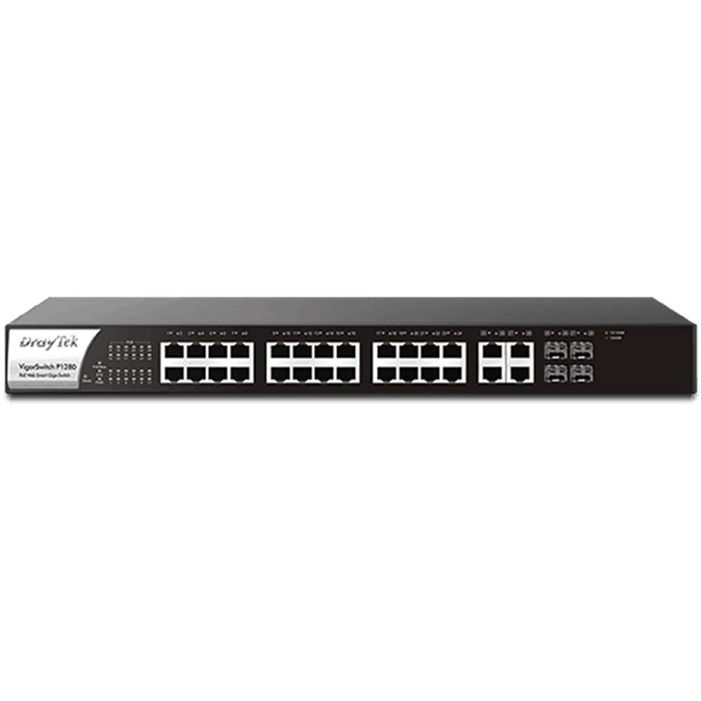 Draytek VigorSwitch P1280 24+4 Web Smart Gigabit PoE+ Switch
