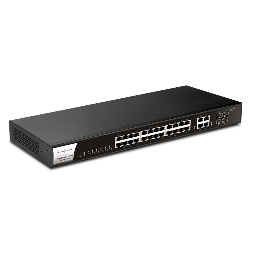 Draytek VigorSwitch P1280 24+4 Web Smart Gigabit PoE+ Switch