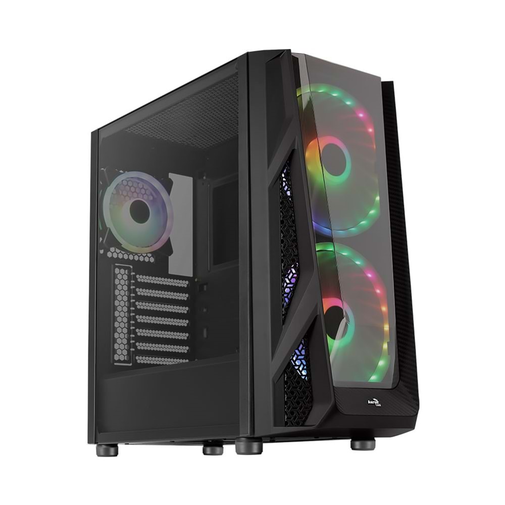 Aerocool NightHawk Duo ARGB 2 x 20cm 1 x 12cm Fan Siyah ATX Kasa AE-NGHTHWKD