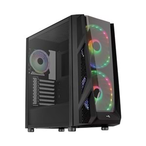 Aerocool NightHawk Duo ARGB 2 x 20cm 1 x 12cm Fan Siyah ATX Kasa AE-NGHTHWKD